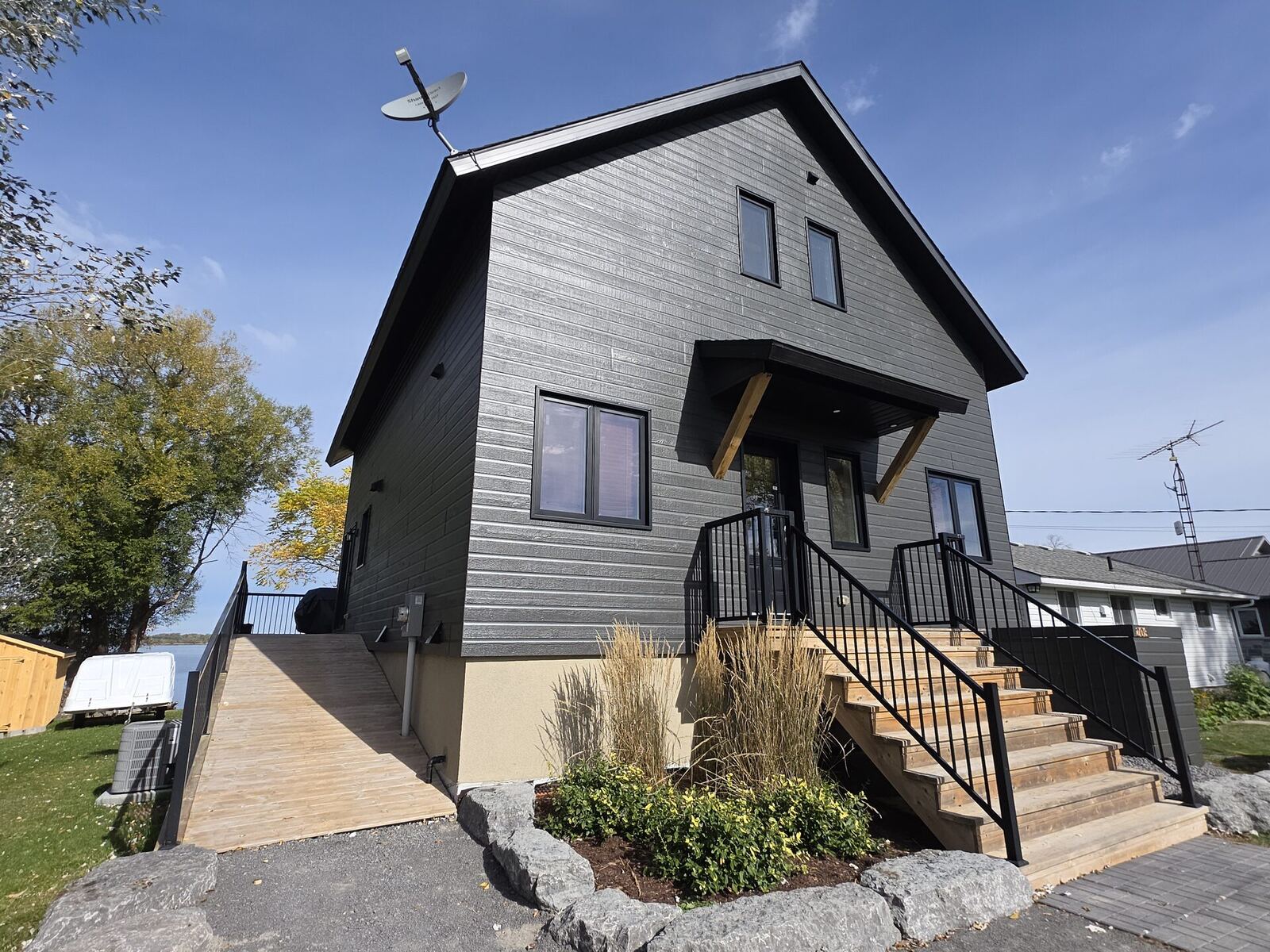 After: finished charcoal exterior, Prince Edward County lakeside